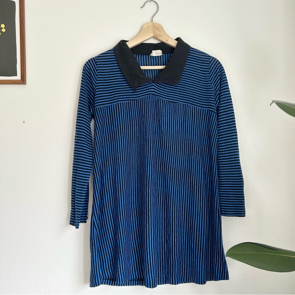 Vintage bright blue striped collar shirt